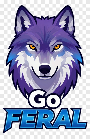 Cartoon Wolf With Go Feral Text PNG