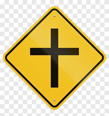 Yellow Cross Traffic Sign PNG
