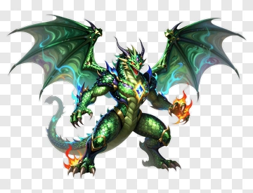 3D Dragon With Wings And Flames PNG