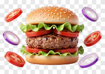 3D Hamburger With Vegetables PNG