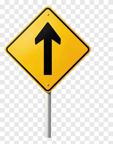 Yellow Directional Sign With Arrow PNG