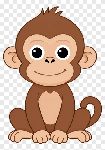 Cartoon Monkey Sitting And Smiling PNG