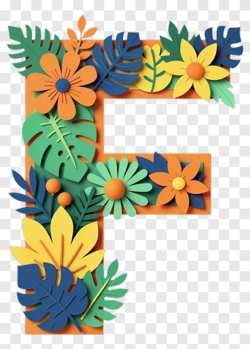 Colorful Floral Letter F PNG