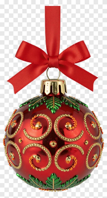 Christmas Ornament With Red Bow PNG