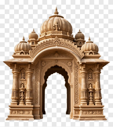 Intricate Sandstone Temple Arch PNG