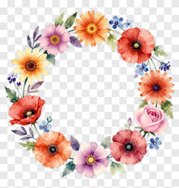 Colorful Floral Wreath PNG