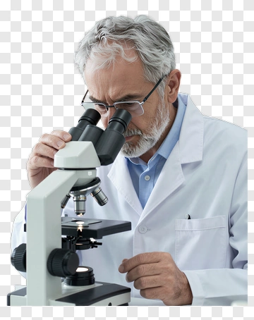 Scientist Looking Through A Microscope PNG