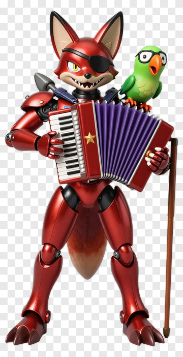 Robot Fox Playing Accordion With A Parrot PNG