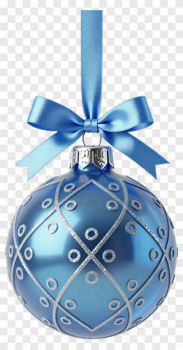 Blue Christmas Ornament With Ribbon PNG