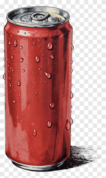 Red Soda Can With Water Droplets PNG