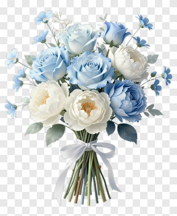 Blue And White Flower Bouquet PNG