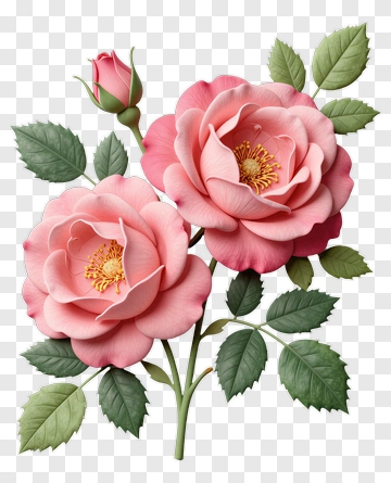 Pink Roses With Green Leaves PNG