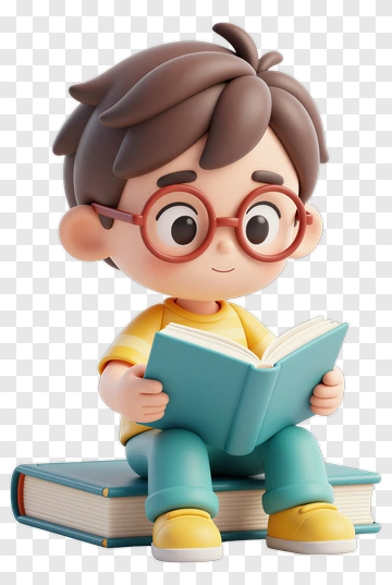 3D Boy Reading A Book PNG