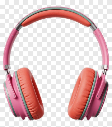 Pink Headphones With Orange Cushions PNG