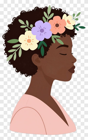 Woman With Floral Headband PNG