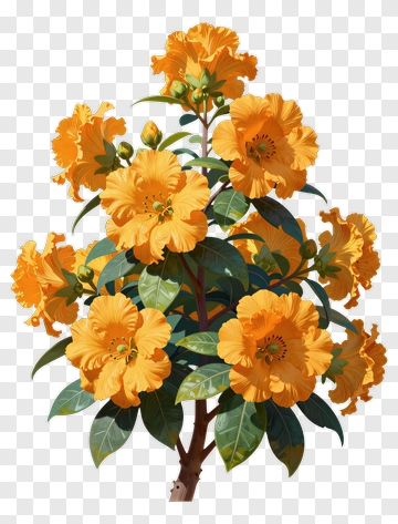 Colorful Flowering Plant With Orange Blooms PNG