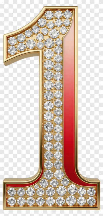 Golden Number One With Diamonds PNG