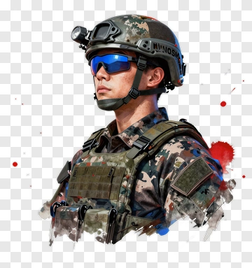 Soldier In Tactical Gear With Helmet And Sunglasses PNG