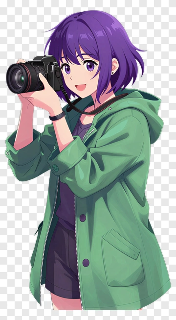 Girl Holding A Camera In A Green Hoodie PNG