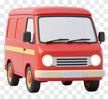 3D Red Delivery Van PNG