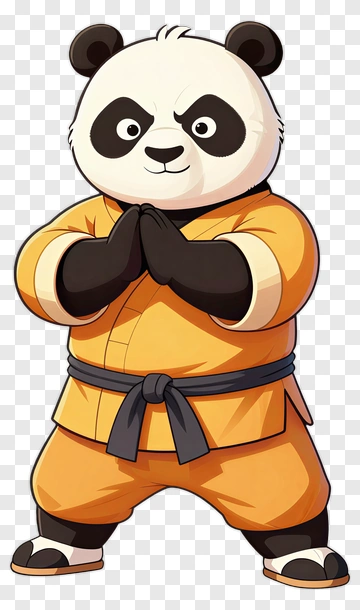 Cartoon Panda In Martial Arts Uniform PNG