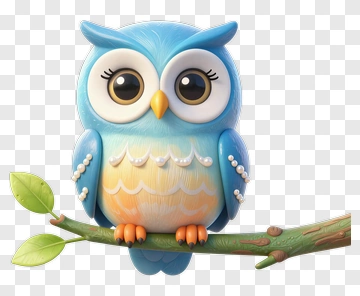 Cartoon Owl Sitting On A Branch PNG