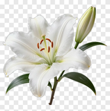 White Lily Flower With Bud PNG