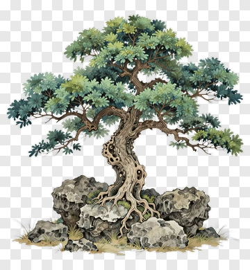 Bonsai Tree On Rocks PNG