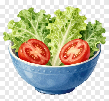 Fresh Salad Bowl With Lettuce And Tomatoes PNG