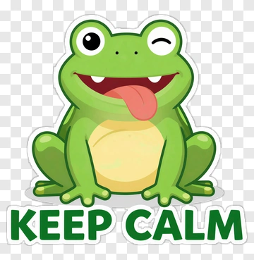 Cartoon Frog With Keep Calm Text PNG