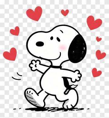Cartoon Dog Surrounded By Hearts PNG