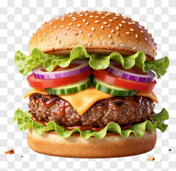 Delicious Hamburger With Fresh Vegetables PNG