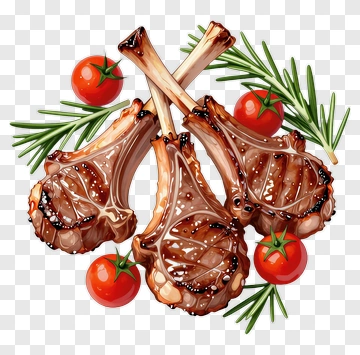 Grilled Lamb Chops With Tomatoes And Herbs PNG