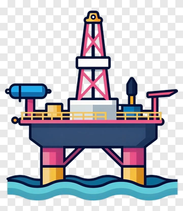 Colorful Oil Rig In Water PNG