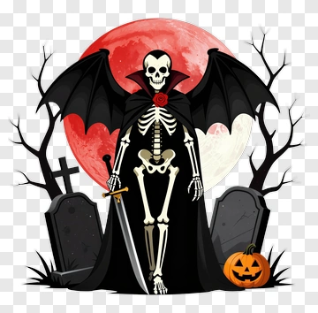 Halloween Skeleton Holding A Sword PNG