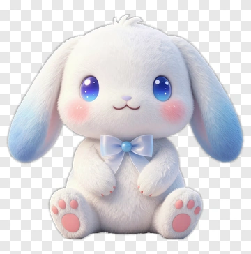 Cute Cartoon Bunny With Blue Ears PNG