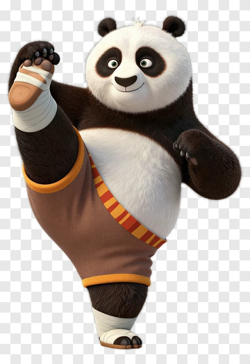 Cartoon Panda Performing A Kick PNG
