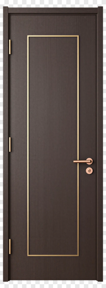 Modern Brown Interior Door With Gold Trim PNG