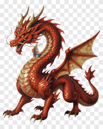 Red Dragon With Spiked Wings PNG