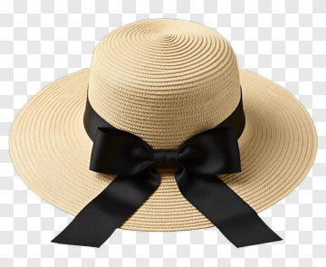 Straw Hat With Black Ribbon PNG