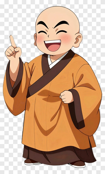 Smiling Monk In Orange Robe PNG