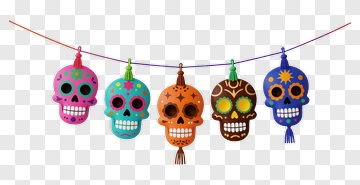 Colorful Sugar Skulls Hanging Decoration PNG
