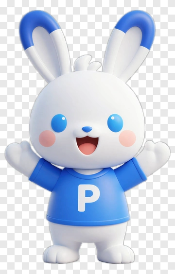 Cartoon Rabbit Character With Blue Shirt PNG