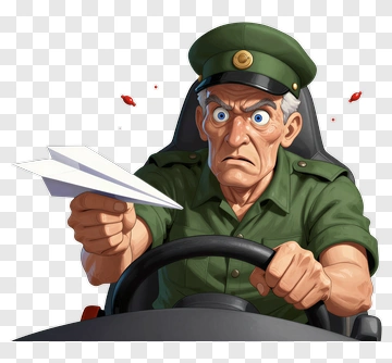 Angry Driver Holding A Paper Airplane PNG