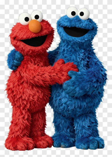 Elmo And Cookie Monster Embracing PNG