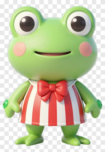 Cartoon Frog Character In Striped Dress PNG