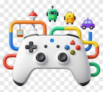 Game Controller With Colorful Icons PNG