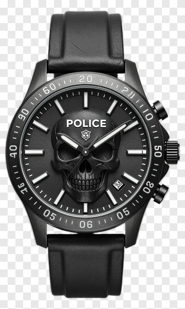 Police Watch With Skull Design PNG