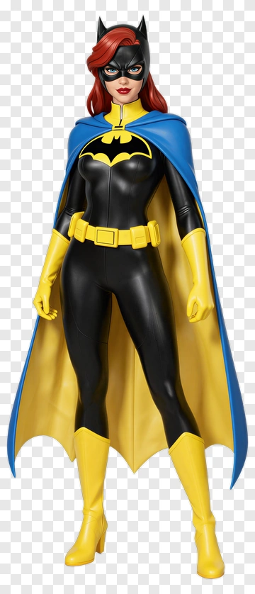 Superhero Batgirl In Black And Yellow Costume PNG