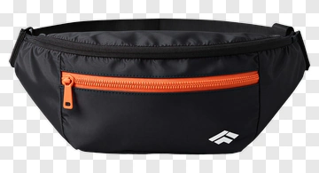 Black Fanny Pack With Orange Zipper PNG